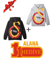 Galatasaray Orijinal Büyük Logolu Siyah Sweatshirt Büyük Logolu Gri Sweatshirt Hediyeli