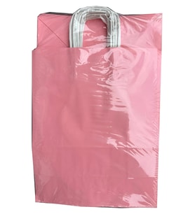 Büküm Saplı Kraft Kağıt Çanta Karton Hediyelik Poşet Torba - Pembe - 18x24 Cm. - 25 Adetlik 2 Paket