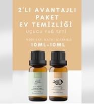 Yer Ve Yüzey Temizliği için 2'li Avantajlı Paket Çay Ağacı Yağı Ve Portakal %100 Saf Uçucu Yağı 20 Ml