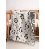 Penguen Desen - %100 Pamuk Müslin Bebek Örtüsü - 80x110 cm