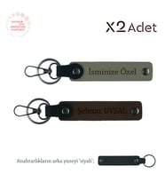 Kardeşe Şık Jest, İsim & Soyisim Kişiselleştirilmiş 2’li Anahtarlık, Kül Gri-Koyu Kahve-Siyah