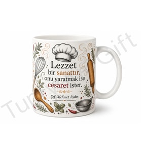 Şefe Hediye Kişiye Özel Aşçı Temalı Baskılı Kupa Bardak Mutfak Hediyesi