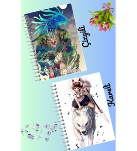Princess mononoke defter seti 2 adet A4 boyutu 21*30 çizgili + kareli 60 syf