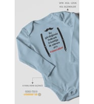 Erkekliğe İlk Adım Baskılı Bebek Zıbını – Çıtçıtlı Body  %100 Pamuk Uzun Kol (Bebek Mavisi)