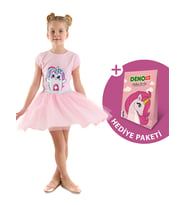 Kedicik Unicorn Kız Çocuk Tüllü Elbise (Pembe)