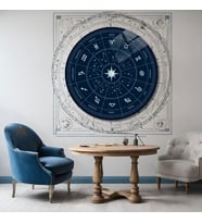 Yuvarlak Temperli Gerçek Cam Tablo Astroloji Yıldız Haritası