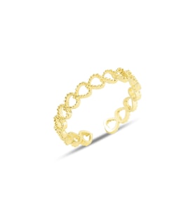 Gümüş altın yaldızlı alttan ayarlanabilir birleşik kalpler yüzük SGTL12240GOLD (Rose)