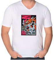 BK Gift Kaplan Tasarımlı V Yaka Tişört-3 (Beyaz)