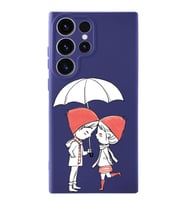 Samsung Galaxy S23 Ultra Uyumlu Lansman Kılıf Aşk Tasarımlı İçi Kadife Kapak-Mor (Şeffaf)