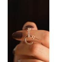 Zirkon Taşlı Rose Halka Model Çivili Gümüş Küpe (K)