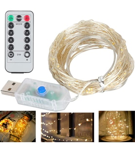 Powermaster PM-37723 USB Girişli Uzaktan Kumandalı 30 Metre 8 Modlu Günışığı Dekoratif Yılbaşı - Peri Led Işık