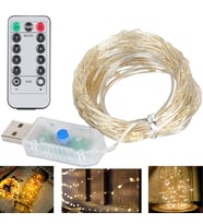Powermaster PM-37723 USB Girişli Uzaktan Kumandalı 30 Metre 8 Modlu Günışığı Dekoratif Yılbaşı - Peri Led Işık