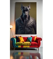 YAKIŞIKLI KÖPEK V1 Ev Duvar Salon Güzellik Salonu Ofis Dükkan Dekarasyon Kanvas Tablo (Çok Renkli)