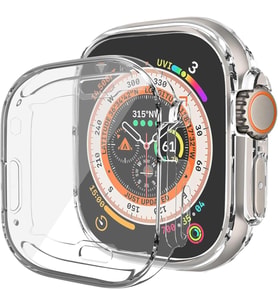 Apple Watch Ultra 2 Kılıf 360 Full Round Soft Silicone Şeffaf [Watch Ultra 2 ile Uyumlu Kordon - Şeffaf]