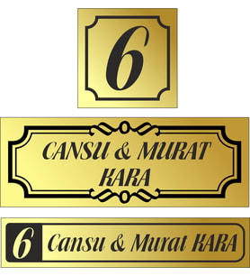 3'lü Set Kapı Isimliği, Kapı Numarası, Posta Kutusu Isimliği GOLD001