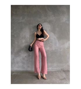 Beli Kemerli Keten Pantolon