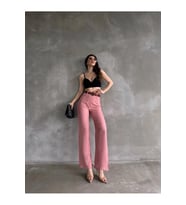 Beli Kemerli Keten Pantolon