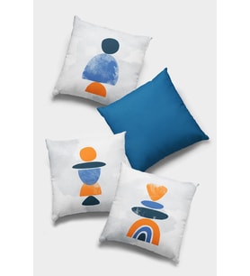 Mavi Modern Çift Taraflı 4'lü Set Kırlent Kılıfı 4KR053