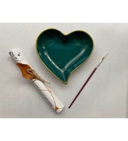 Kintsugi Yapım Kiti (Yeşil Kalp) , DIY Dekoratif Japon Sanatı Hobi Seti, Hediye Fikirleri, Sevgiliyle/Arkadaşla Yapılacak Aktivite Fikri (Koyu Yeşill)