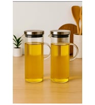 2’li Metal Kapaklı 1500 ml Cam Yağdanlık Seti, şık ve kullanışlı ürün