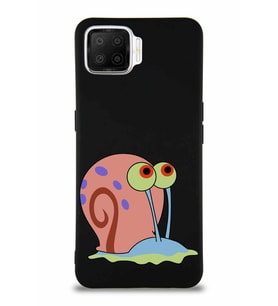 Oppo A73 Soft Premier Kapak Salyangoz Gary Tasarımlı Silikon Kılıf - Siyah (Şeffaf)
