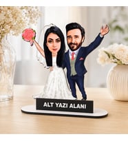 Fotoğraftan Kişiye Özel 2 Kişilik Meslek Temalı Karikatürlü 18 cm MDF Masaüstü Biblo - Masaüstü Hediye
