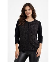 Kadın Zebra Desen Triko Kazak BGL-ST05286 (Füme)