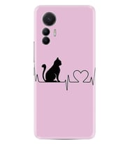 Xiaomi 12 Lite Kılıf Resimli Desenli Baskılı Silikon Pink Cat Heart 1303