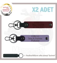 Bikerlar İçin Özel Hediye, İsim Plaka ve 0 Rh (+) Kan Grubu Yazılı x2 Anahtarlık, Mor-F Yeşil-Laci (Çok Renkli)