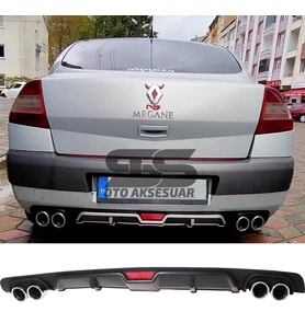Renault Megane 2 Sedan Difüzör Arka Tampon Eki 4 Egzoz Çıkışlı Siyah