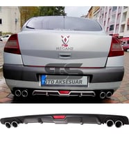 Renault Megane 2 Sedan Difüzör Arka Tampon Eki 4 Egzoz Çıkışlı Siyah