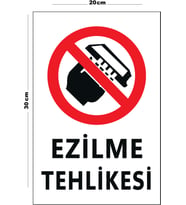 Metal Ezilme Tehlikesi 20cm x 30cm A4 Büyüklüğünde Uyarı Levhası Yönlendirme Tabelası