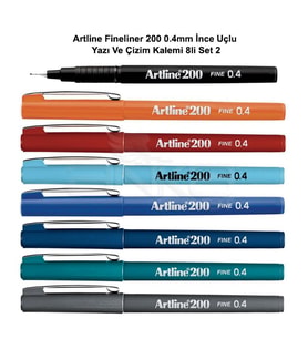 Artline Fineliner 200 0.4mm İnce Uçlu Yazı Ve Çizim Kalemi 8li Set 2