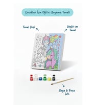 Balonlu Unicorn Boyama Tuvali – Şövalesiz Boya Seti 20x20