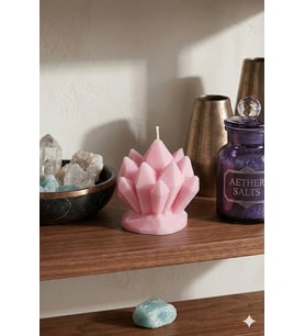 Buz Kristali 3'lü Mum - Mumelia Candles Doğal Soya, El Yapımı, Dekoratif - Açık Pembe