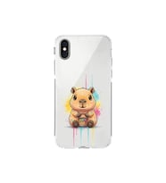 iPhone X ile Uyumlu Splash Kapibara Tasarımlı Şeffaf Silikon Kılıf