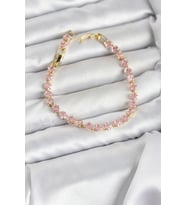 Pembe Kare Zirkon Taşlı Gold Renk Pirinç Su Yolu Kadın Bileklik 5886 - HPSBYI8420-8225
