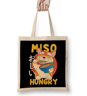 Cute Anime Dog Puppy Miso Hungry Pun Kawaii Bez Çanta Uzun Saplı