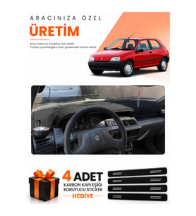 RENAULT CLIO 1 (1990-1998) Uyumlu Torpido Koruma Örtüsü Oto Kılıfı - Siyah