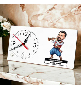Zurnacı Müzisyen Erkek Karikatürlü Masa Saati