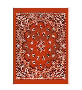 KIRMIZI KLASİK ŞAL DESENLİ KARE %100 PAMUK BANDANA 55X55 UNİSEX
