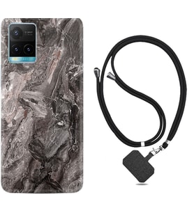 Vivo Y11S Y21S Y20 Y20S Y70 Kılıf Boyun Askılı Silikon Gri Mermer 1376