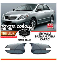 Toyota Corolla E140 FL Sinyalli 2010-2012 Uyumlu Batman Yarasa Ayna Kapağı Piano Black ABS Plastik
