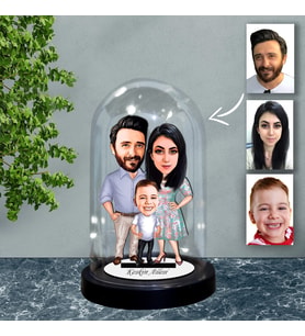 KİŞİYE ÖZEL AİLE TASARIMLI IŞIKLI KARİKATÜR FANUS BİBLO FN74
