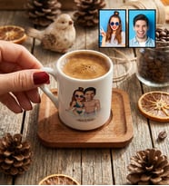 Kişiye Özel Karikatürlü Tatilci Sevgililer Türk Kahvesi Fincanı Sevgililer Günü Hediyesi