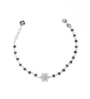 Zirkon Taşlı Pırlanta Montür Gümüş Rengi Altın Kaplama Iolite Rosary Papatya Gümüş Bileklik