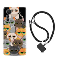 Xiaomi 12 Lite Kılıf Resimli Boyun Askılı İpli Desenli Silikon Series Kediler 1885