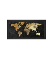 Harita Temalı Kanvas Tablo 80 x 110 cm Siyah Çerçeve