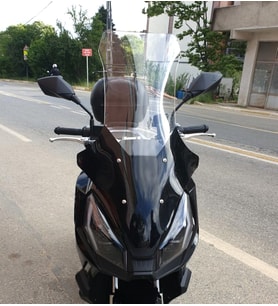 MOTOCAM Kanuni Seha 250 Ön Cam 2022-2026 Model 78cm Şeffaf Renkli 4mm UZUN