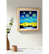 Ahşap Çerçeveli Tablo Çerçeveli Ahşap Dekor Tablo Seti Dekoratif Tablo Van Gogh İstanbul Manzarası ÖZC-431-AHŞAP